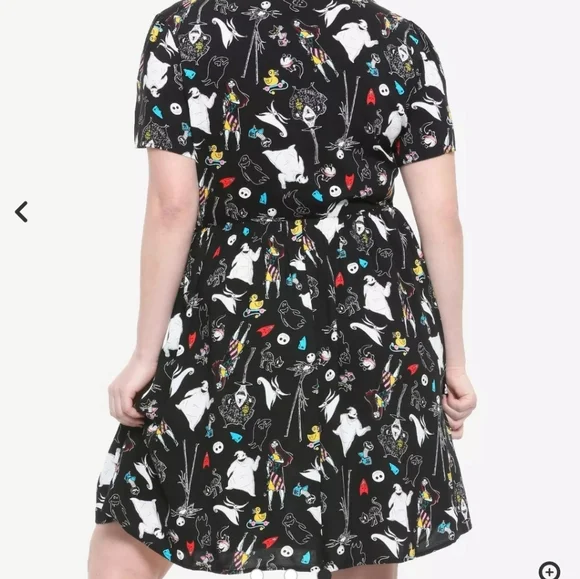 Disney Nightmare Before Christmas Black Patterned Faux Wrap Dress size 3X - Picture 7 of 8